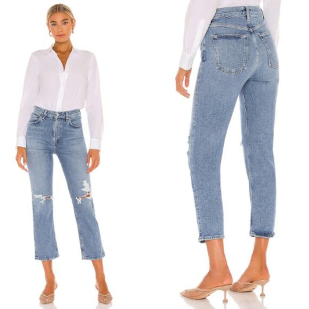 NWT Agolde Wilder Whiplash Midrise Comfort Straight Leg Jeans Blue Size: 27 - Picture 8 of 8